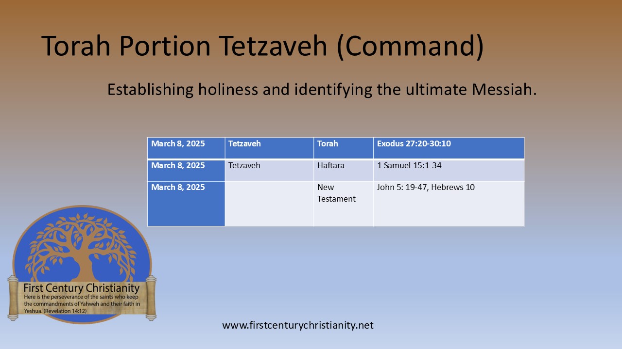 Messianic Torah Portion Tetzaveh - First Century Christianity